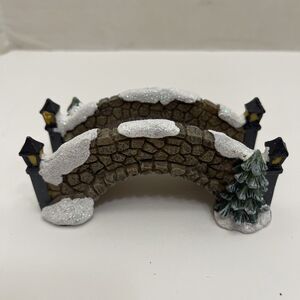 Celebrations Christmas Village Snowy Bridge Figurine 4.5 Inches Long 2 Inches Ta